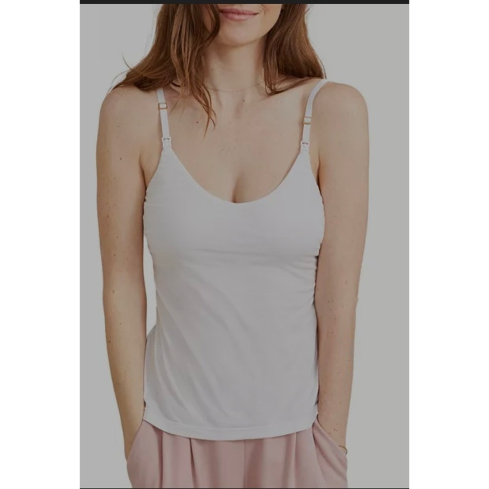 HATCH Maternity 24/7 Nursing Camisole White Adjustable Straps Shelf Bra Camie